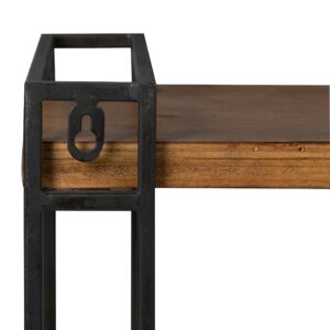 Kate and Laurel Lintz Modern Industrial Solid Wood with Black Metal Frame Floating Wall Shelves, Rustic Brown