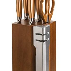 New England Cutlery 7- Piece Knife Block Set with Sharpener - Copper