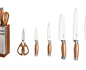 New England Cutlery 7- Piece Knife Block Set with Sharpener - Copper