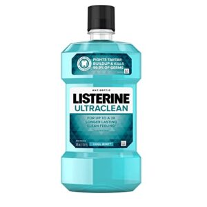 listerine ultraclean antiseptic mouthwash for gingivitis, plaque & tartar, mint, 500 ml