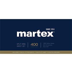 Martex Split King Sheet Set for Mattresses with Adjustable Bases, White, 5 Piece