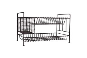 creative co-op 2-tier metal dish rack with utensil compartment