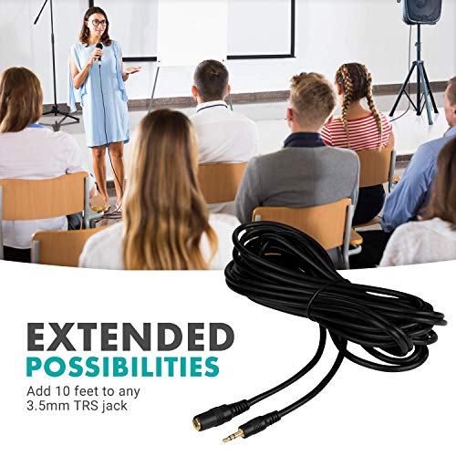 Movo MC20 3.5mm Audio Cable - 3.5mm TRS Female to Male 20ft Extension Cord for Microphones, Headphones, and More