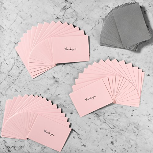 Sweetzer & Orange – Pink Thank You Cards Bulk Box Set of 48 Blank Cards with Envelopes – 4x5.5” - Baby Shower Note Cards, Wedding Thank You Cards or Bridal Shower Thankyou Card