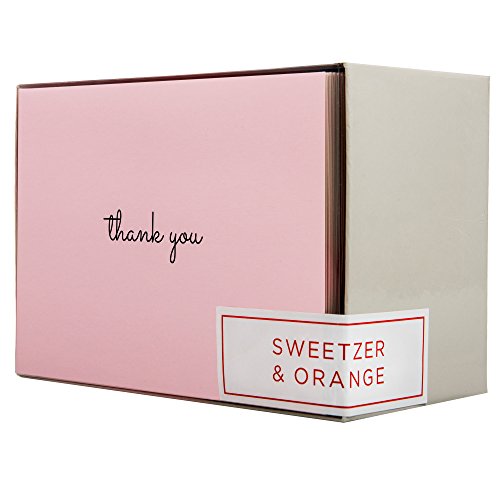 Sweetzer & Orange – Pink Thank You Cards Bulk Box Set of 48 Blank Cards with Envelopes – 4x5.5” - Baby Shower Note Cards, Wedding Thank You Cards or Bridal Shower Thankyou Card