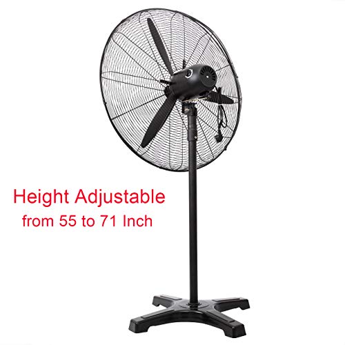 Yonntech 31 inch Standing Pedestal Fans High Velocity Floor Fan Industrial Familiy Fan 3 Speed Settings Adjustable Tilt Metal Stand with 55"-71" Adjust Height