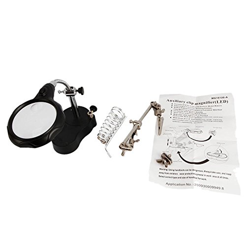 LED Light Stand Loupe, Lighted Helping Third Hands Clamp Clip Magnifying Soldering Stand Watch Jewelry Repair Loupe Magnifier (3.5X12)