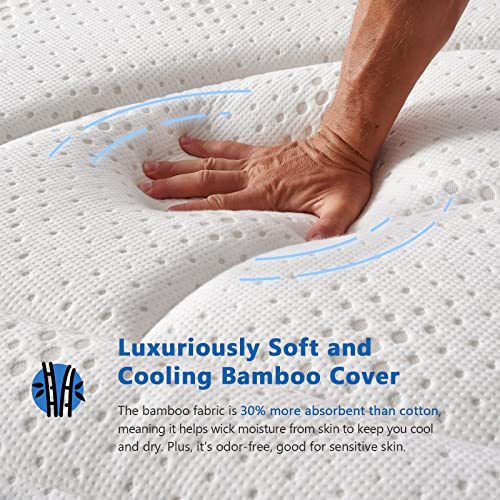 Suiforlun 14 Inch Hybrid Gel Memory Foam and Innerspring Mattress with Bamboo Cover, Euro Top Luxury Mattress with 7 Premium Layers, Pressure Relief, CertiPUR-US Certified, King