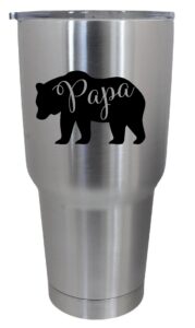 cups drinkware tumbler sticker - papa bear sticker - cute inspirational cool sticker decal (black)