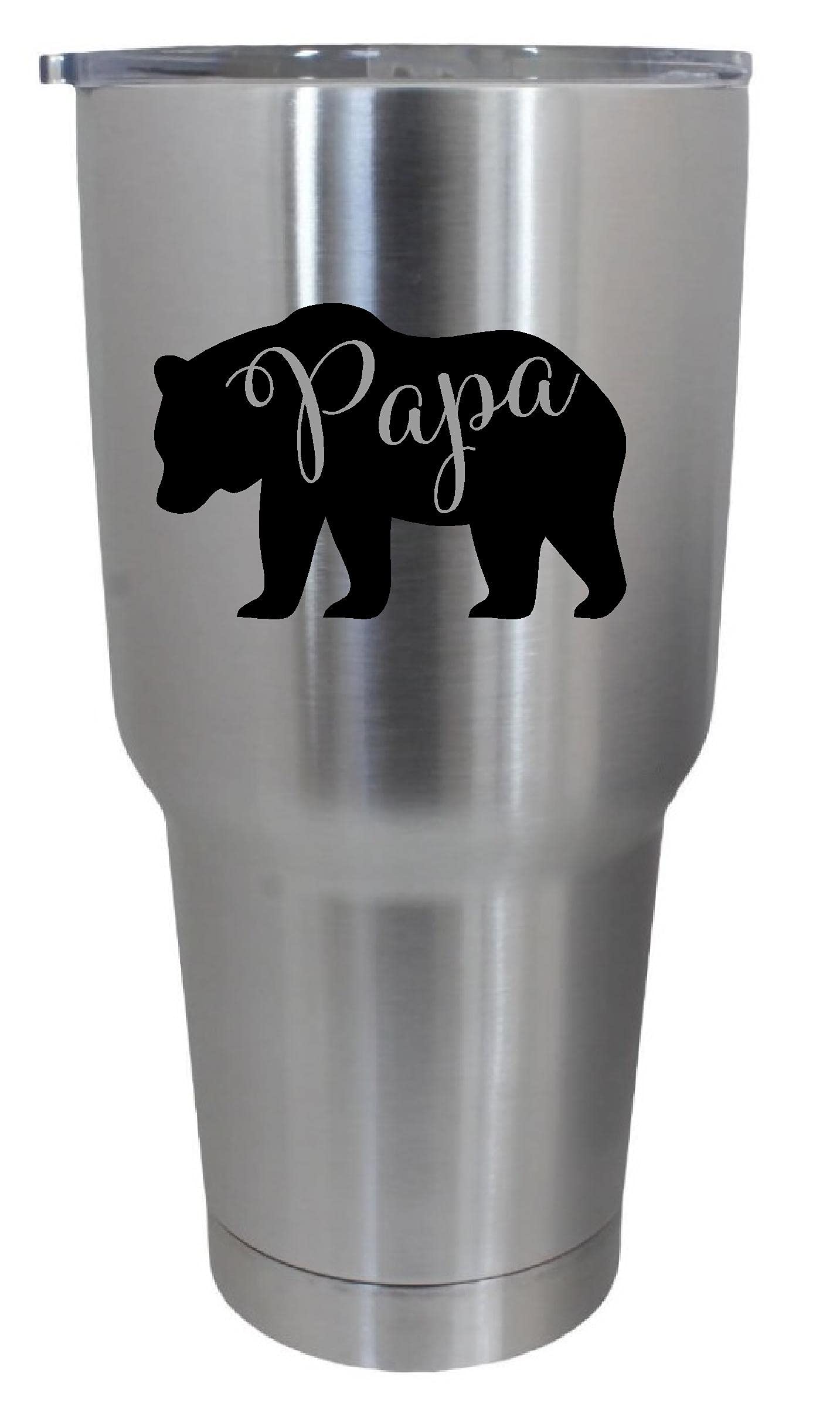 Cups drinkware tumbler sticker - Papa bear sticker - Cute inspirational cool sticker decal (Black)