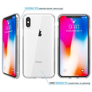 FlexGear Case for iPhone X XS with 2X Tempered Glass Screen Protectors [Full Protection] - Crystal Clear