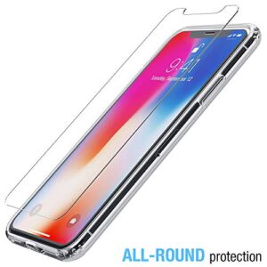 FlexGear Case for iPhone X XS with 2X Tempered Glass Screen Protectors [Full Protection] - Crystal Clear