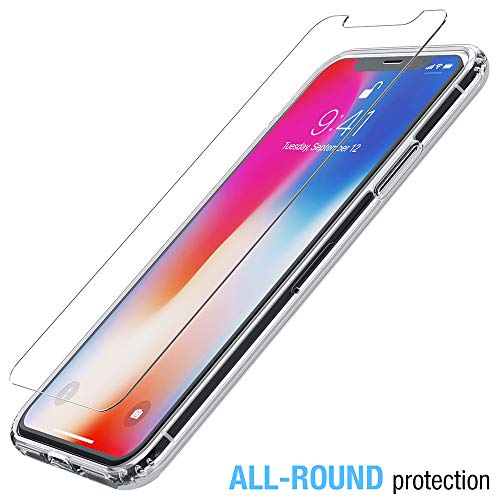 FlexGear Case for iPhone X XS with 2X Tempered Glass Screen Protectors [Full Protection] - Crystal Clear