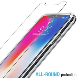 FlexGear Case for iPhone X XS with 2X Tempered Glass Screen Protectors [Full Protection] - Crystal Clear