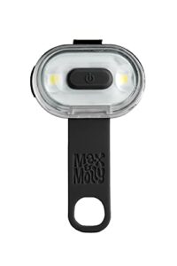 max & molly usb rechargeable ultra bright led light, 100% waterproof, stretch silicone brand securely attaches as essential safety dog collar light for nightime walking, running, kayaking & biking