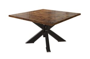 james + james square industrial steel x pedestal table (46" x 46" square, tuscany finish)