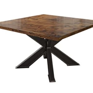 JAMES + JAMES Square Industrial Steel X Pedestal Table (46" x 46" Square, Tuscany Finish)