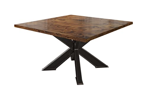 JAMES + JAMES Square Industrial Steel X Pedestal Table (46" x 46" Square, Tuscany Finish)