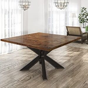 JAMES + JAMES Square Industrial Steel X Pedestal Table (46" x 46" Square, Tuscany Finish)