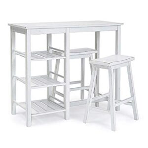 progressive furniture breakfast club counter table with 2 stools, large, distressed chalk white