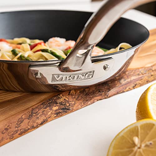 Viking Culinary Contemporary 3-Ply Stainless Steel Nonctick Fry Pan, 12 Inch, Ergonomic Stay-Cool Handle, Dishwasher, Oven Safe, Works on All Cooktops including Induction