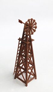 outland models railway layout country farm windmill (brown) ho scale 1:87