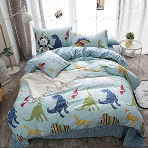 merryfeel dinosaur duvet cover set,100% cotton dinosaur print duvet cover set for kids bedding - twin