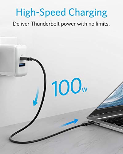 Anker [Intel Certified] Thunderbolt 3.0 Cable 1.6 ft (USB-C to USB-C) Supports 100W Charging / 40Gbps Data Transfer (Compatible with USB 3.1 Gen 1 and 2), Perfect for Type-C Macbooks