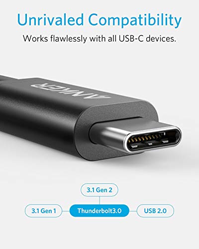 Anker [Intel Certified] Thunderbolt 3.0 Cable 1.6 ft (USB-C to USB-C) Supports 100W Charging / 40Gbps Data Transfer (Compatible with USB 3.1 Gen 1 and 2), Perfect for Type-C Macbooks