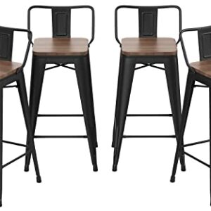 Changjie Furniture 24 Inch Bar Stools Counter Height Bar Stools Industrial Metal Barstools Set of 4 for Home Kitchen (24 inch, Black)