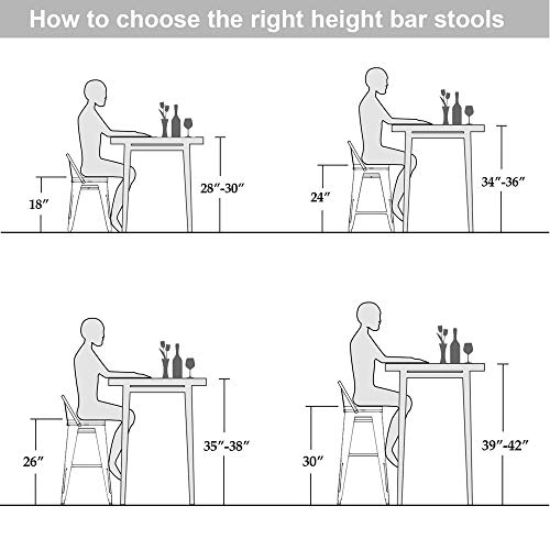 Changjie Furniture 24 Inch Bar Stools Counter Height Bar Stools Industrial Metal Barstools Set of 4 for Home Kitchen (24 inch, Black)