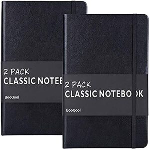 2 pack classic ruled notebooks/journals - premium thick paper faux leather writing notebook, black, hard cover, large, lined (5.4 x 8.3)
