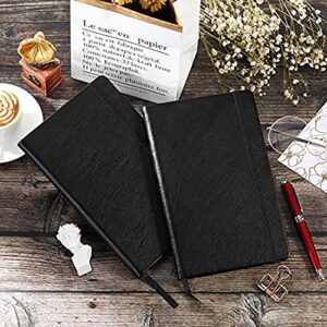 2 Pack Classic Ruled Notebooks/Journals - Premium Thick Paper Faux Leather Writing Notebook, Black, Hard Cover, Large, Lined (5.4 x 8.3)