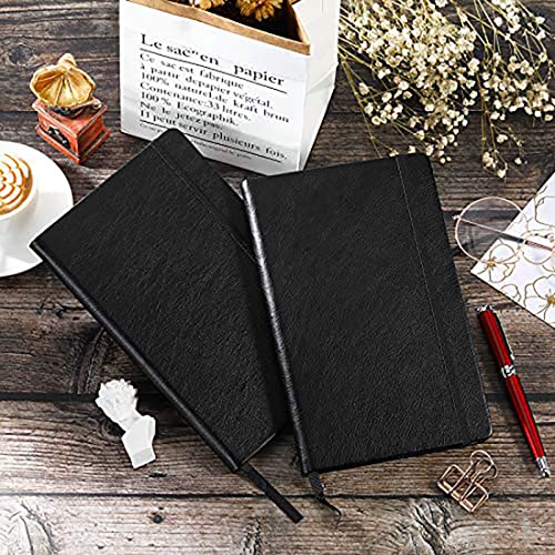 2 Pack Classic Ruled Notebooks/Journals - Premium Thick Paper Faux Leather Writing Notebook, Black, Hard Cover, Large, Lined (5.4 x 8.3)