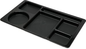 carlisle foodservice products 61503-e rectangular tray w/ (6) compartments, 15" x 8.75", plastic, black