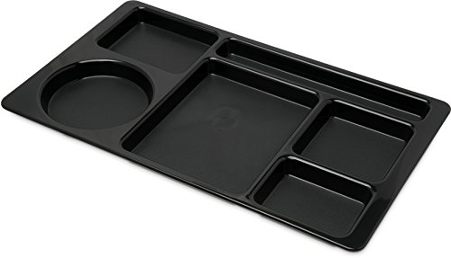 Carlisle FoodService Products 61503-E Rectangular Tray w/ (6) Compartments, 15" x 8.75", Plastic, Black