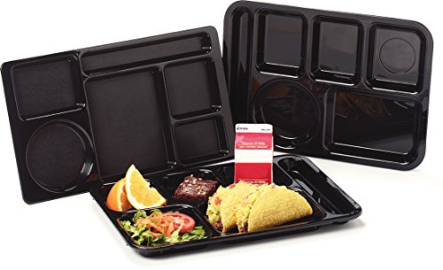 Carlisle FoodService Products 61503-E Rectangular Tray w/ (6) Compartments, 15" x 8.75", Plastic, Black