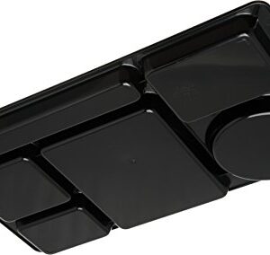 Carlisle FoodService Products 61503-E Rectangular Tray w/ (6) Compartments, 15" x 8.75", Plastic, Black