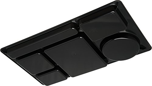 Carlisle FoodService Products 61503-E Rectangular Tray w/ (6) Compartments, 15" x 8.75", Plastic, Black