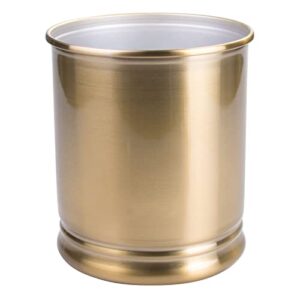 mdesign steel stylish round trash can, wastebasket storage container bin - for bathroom, bedroom, powder room, kitchen, home office - holds garbage, waste, trash - soft brass