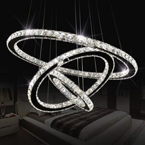 sefinn four 16288 (11.8" + 19.7" + 27.6") led ceiling fixtures flush mount pendant lights crystal chandeliers 3 rings