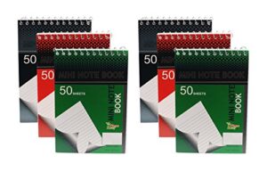 personal mini notebooks, 4x6-inch, college ruled, white, 50 pages per, pack of 3 random colors: black, blue, green, red from northland wholesale. (2-pack, 6 mini-notebooks)