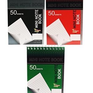 Personal Mini Notebooks, 4x6-Inch, College Ruled, White, 50 Pages per, Pack of 3 Random Colors: Black, Blue, Green, Red from Northland Wholesale. (2-Pack, 6 Mini-Notebooks)