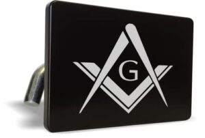 free mason (design) premium quality anodized billet aluminum laser etched uv resistant metal trailer/tow hitch cover for 2" receivers, luxury product for truck, suv or car