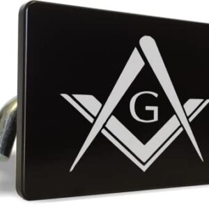 Free Mason (Design) Premium Quality Anodized Billet Aluminum Laser Etched UV Resistant Metal Trailer/Tow Hitch Cover for 2" Receivers, Luxury Product for Truck, SUV or Car