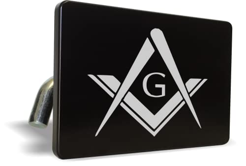 Free Mason (Design) Premium Quality Anodized Billet Aluminum Laser Etched UV Resistant Metal Trailer/Tow Hitch Cover for 2" Receivers, Luxury Product for Truck, SUV or Car