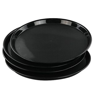 ramddy black round serving trays, set of 4