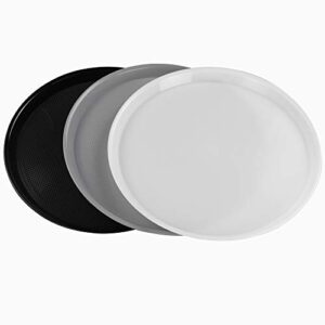 wekioger plastic round serving tray, 13.5-inch, set of 3 (white, black, grey)