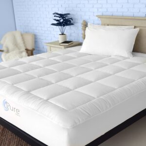 Pure Brands Full Mattress Topper & Mattress Pad Protector in One Quality Plush Luxury Down Alternative Pillow Top Make Your Bed Luxurious 18" Deep Pockets