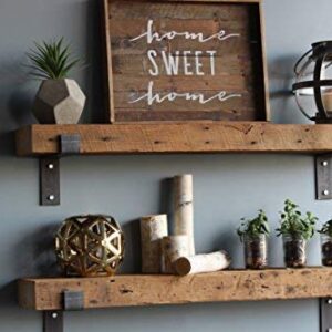 Urban Legacy Reclaimed Wood Shelves | Floating Or with Brackets | Amish Handcrafted in Lancaster County, PA | Set of Two - Genuine, Salvaged (Bracketed Natural, 40" x 7" x 2.5")